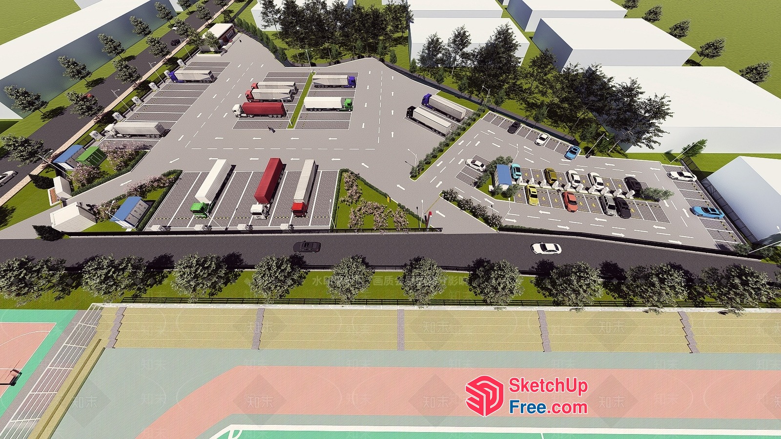 Industrial Park Commercial Street 3D SketchUp File