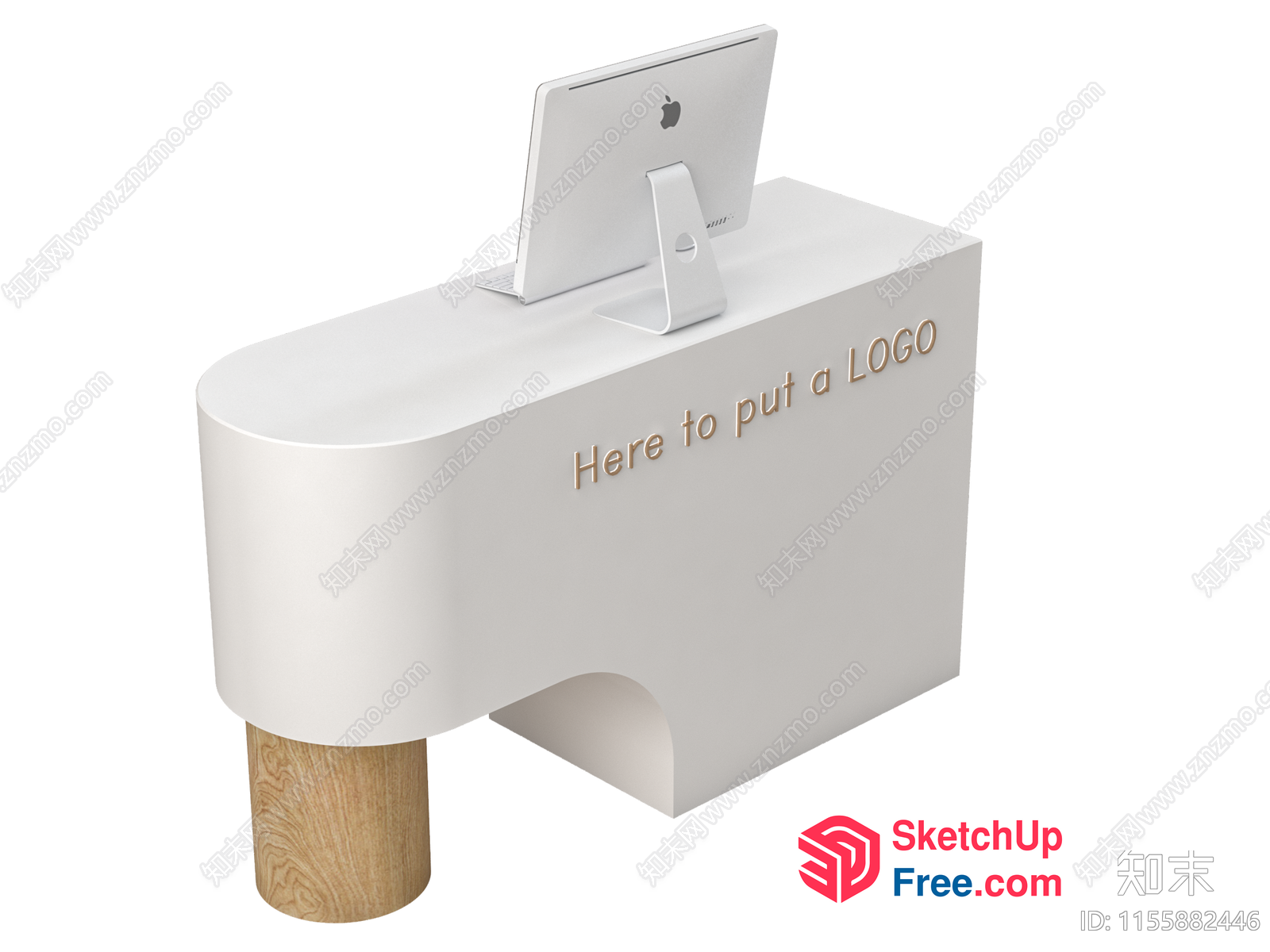 Modern Office Desk With Apple Computer 3D SketchUp File