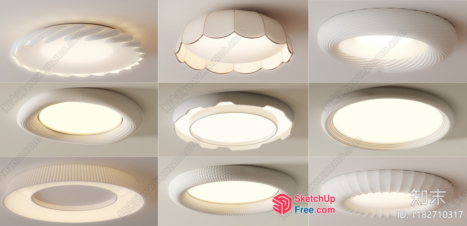 Modern White Ceiling Lights 3D SketchUp File