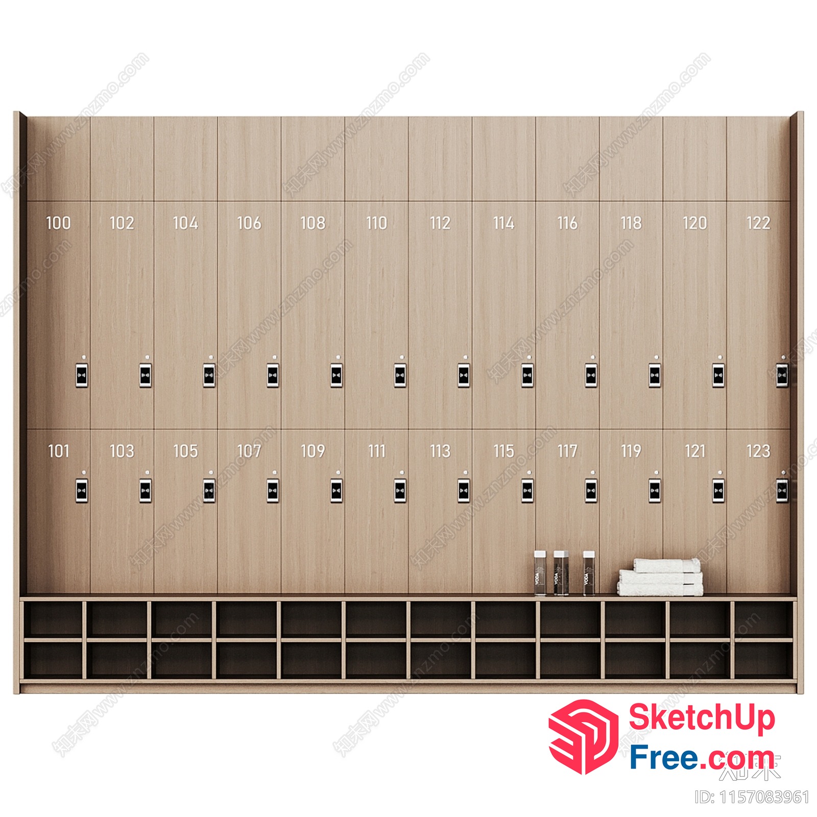 Wooden Locker Room With Storage And Display Shelves 3D SketchUp File