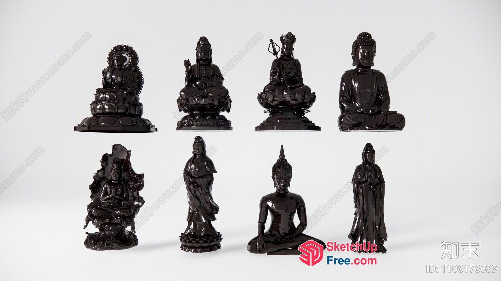 Asian-Inspired Buddha Statues 3D SketchUp File
