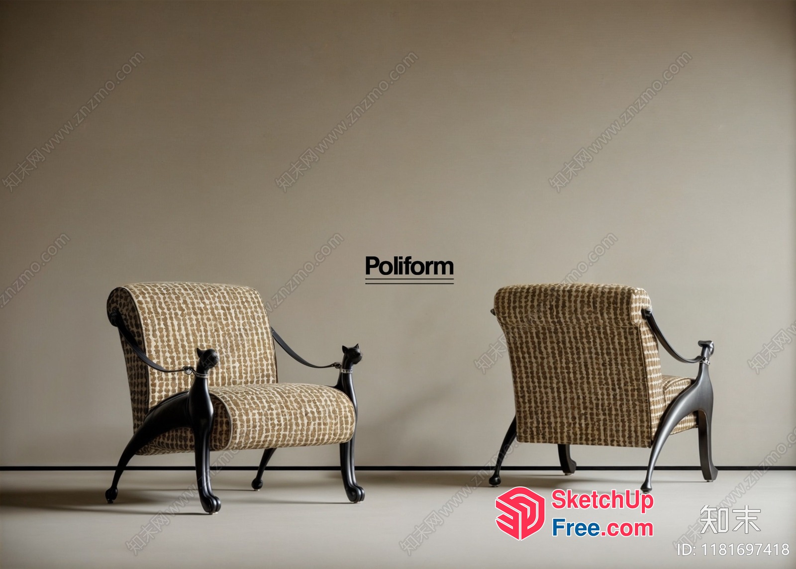 Elegant Animal-Shaped Armchairs For A Classic Style 3D SketchUp File
