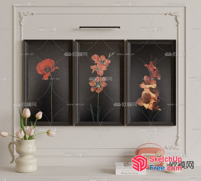 Elegant Floral Decor And Furniture Arrangement 3D SketchUp File