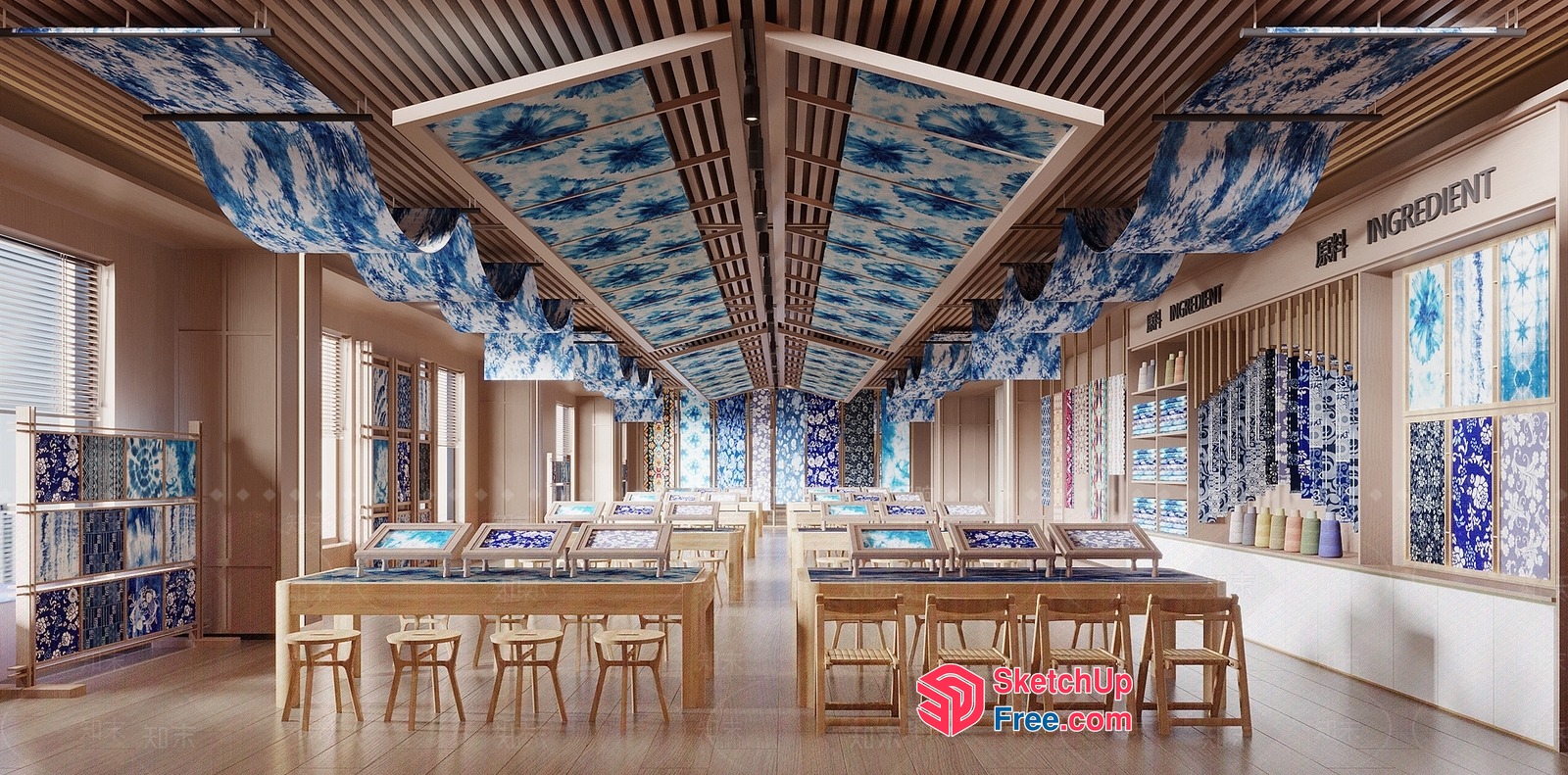 Modern Japanese-Inspired Restaurant Interior 3D SketchUp File