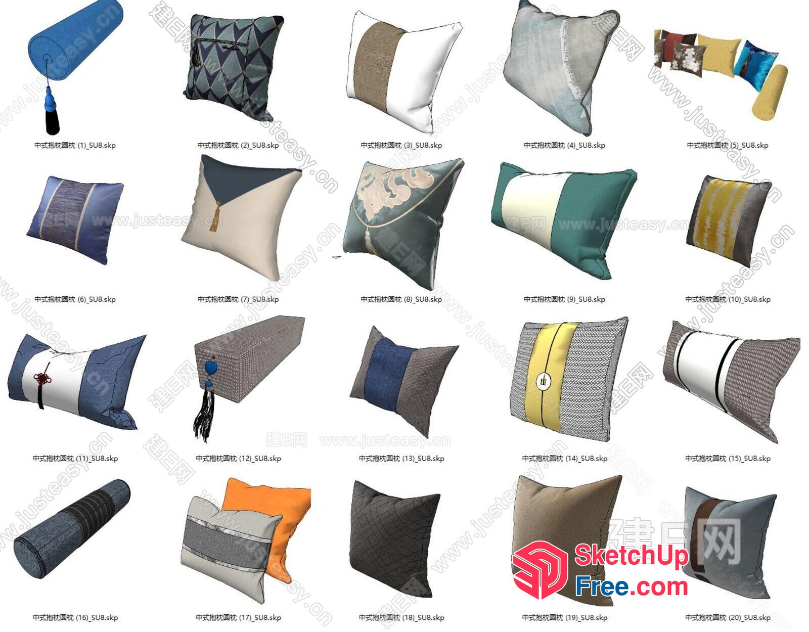 Variety Of Pillows In Different Styles 3D SketchUp File