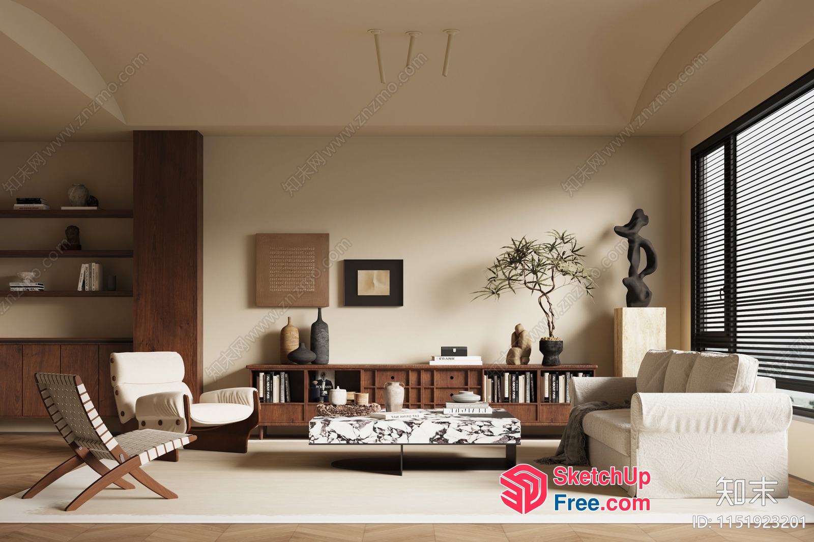 Modern Minimalist Living Room Interior Design 3D SketchUp File