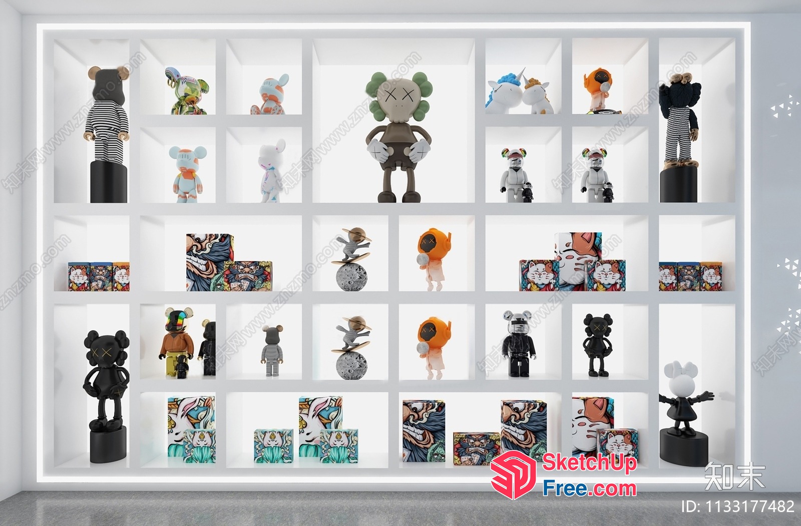 Interior Shelf Displaying Various Character Figures 3D SketchUp File