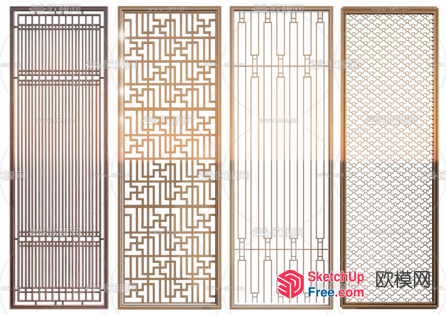 Intricate Asian-Inspired Geometric Patterns 3D SketchUp File