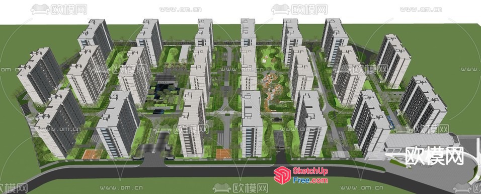 Modern Urban Residential Complex 3D SketchUp File