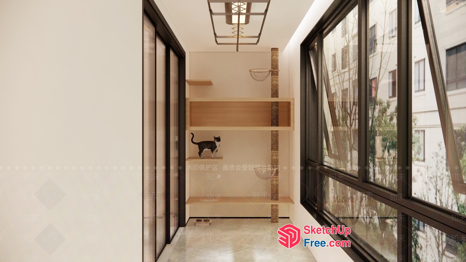 Modern Minimalist Cat Room Interior Design 3D SketchUp File