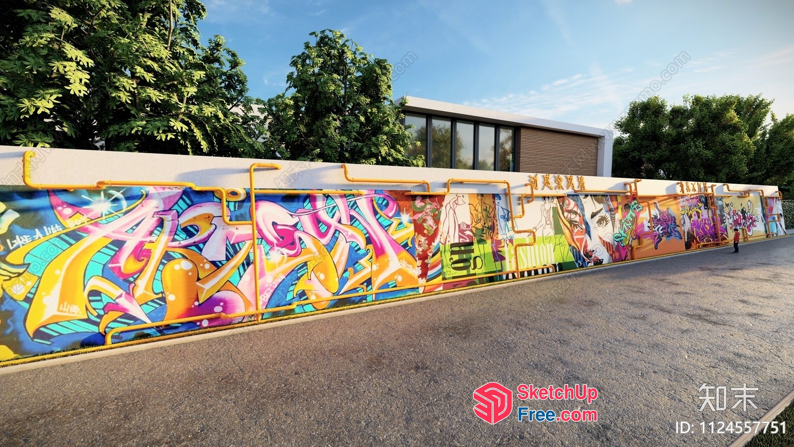 Vibrant Graffiti Wall Art 3D SketchUp File