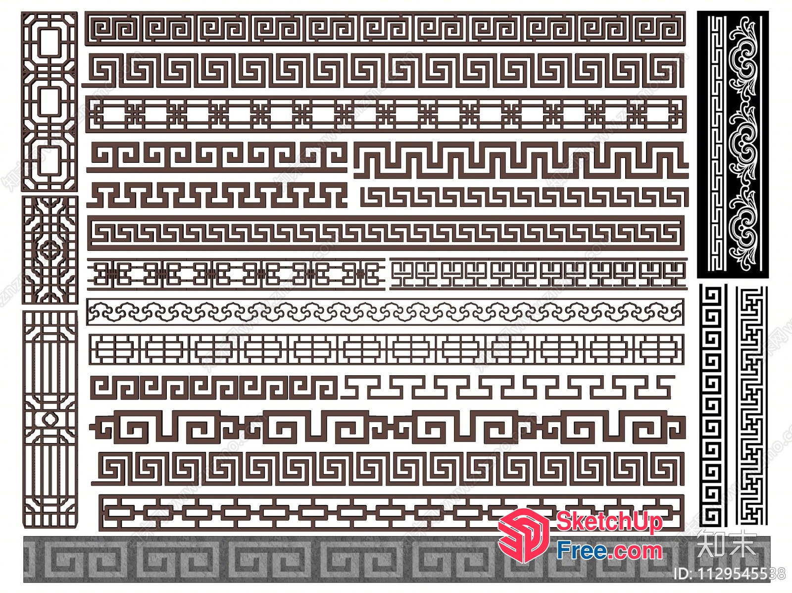 Intricate Geometric Patterns On White Background 3D SketchUp File