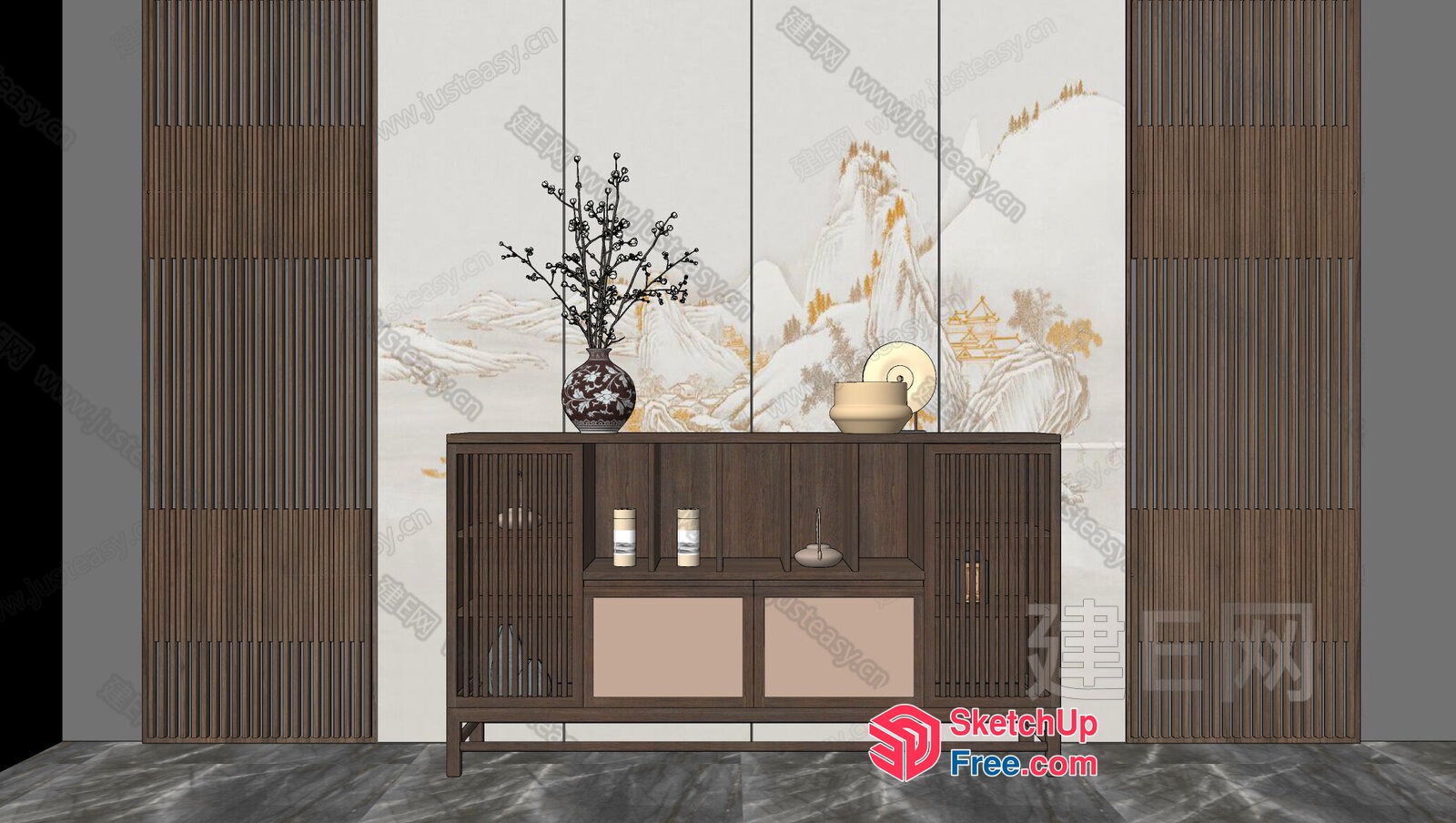 Modern Japanese-Inspired Home Decor With Natural Elements 3D SketchUp File