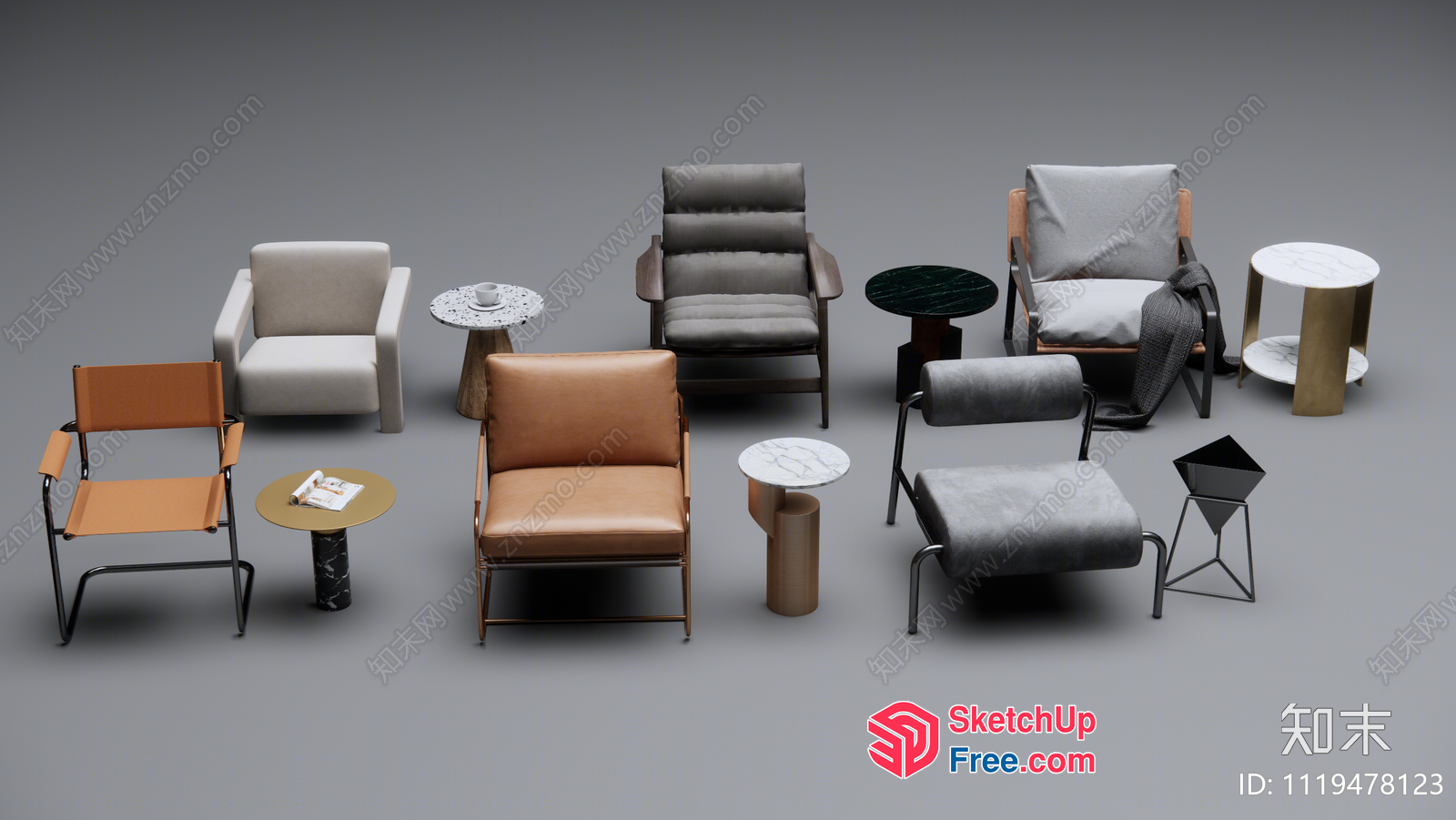 Modern Furniture Arrangement 3D SketchUp File