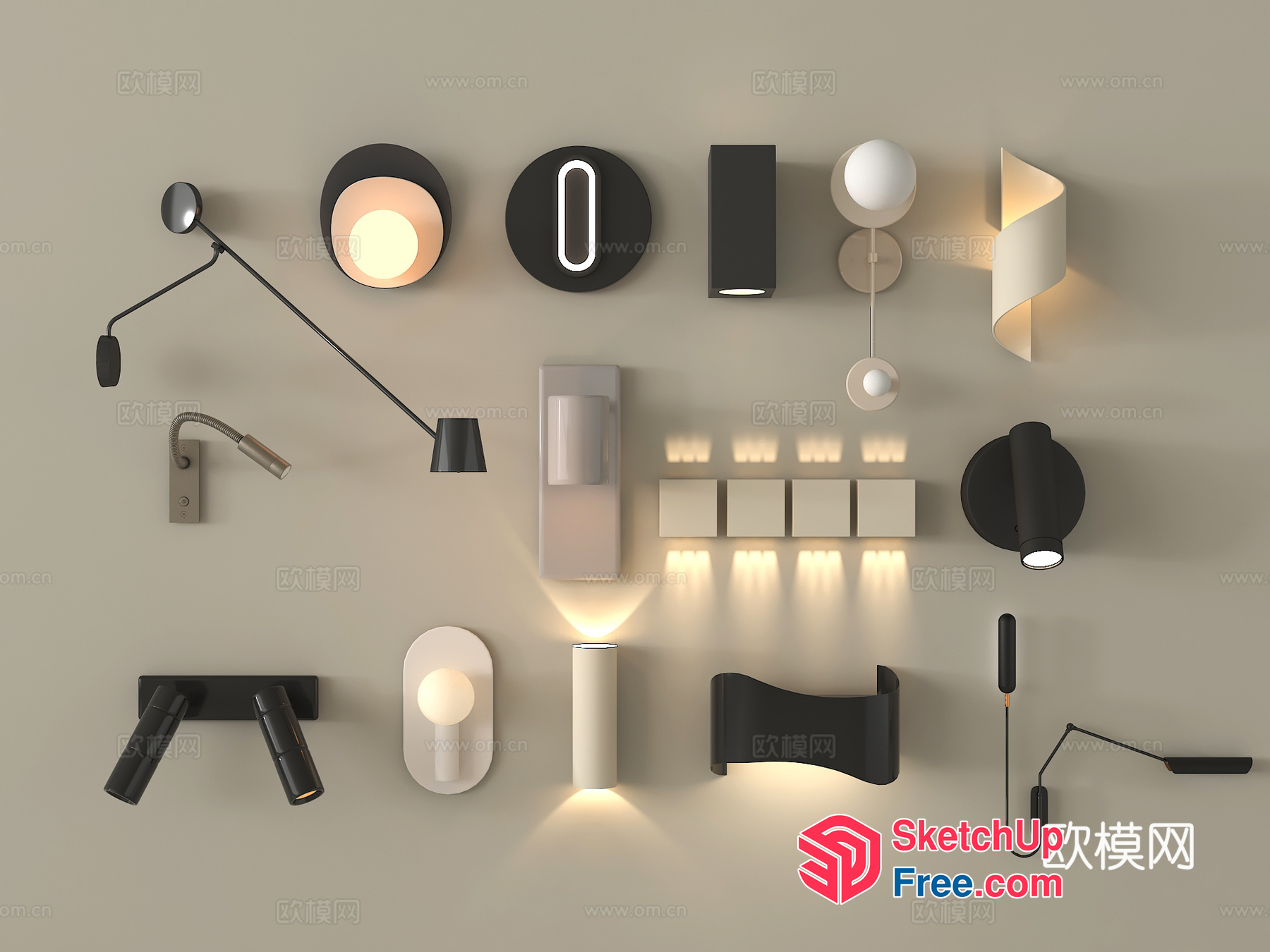 Modern Wall Lighting Options 3D SketchUp File