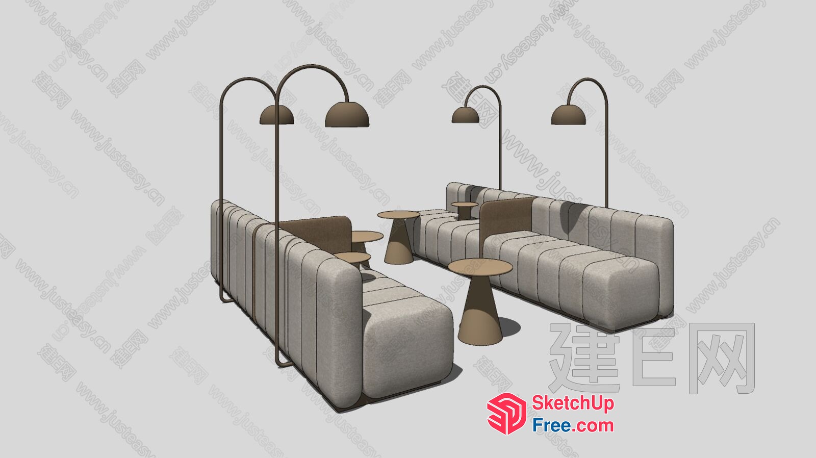 Modern Minimalist Living Room Furniture Set 3D SketchUp File