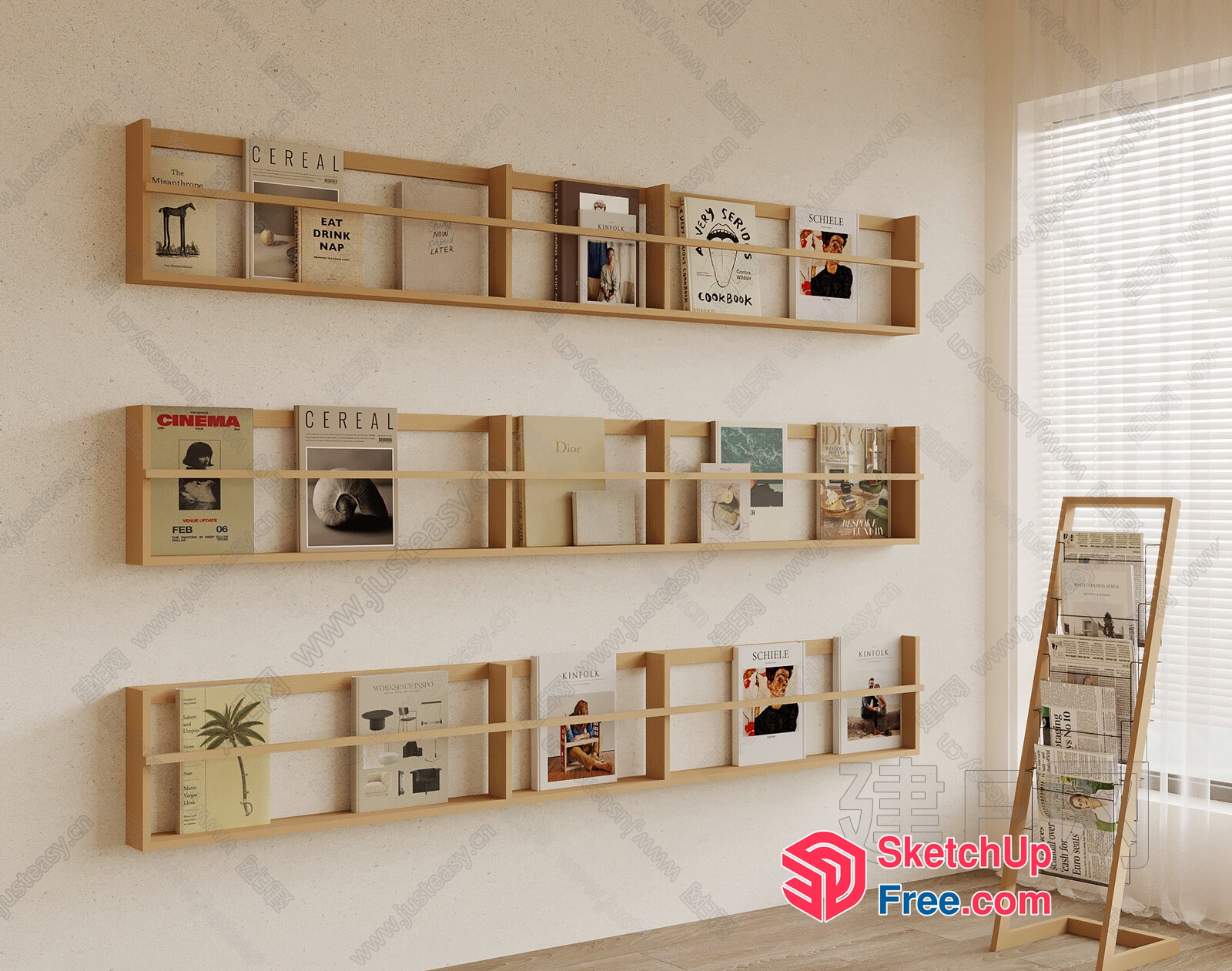 Simple Bookcase And Magazine Rack Design 3D SketchUp File