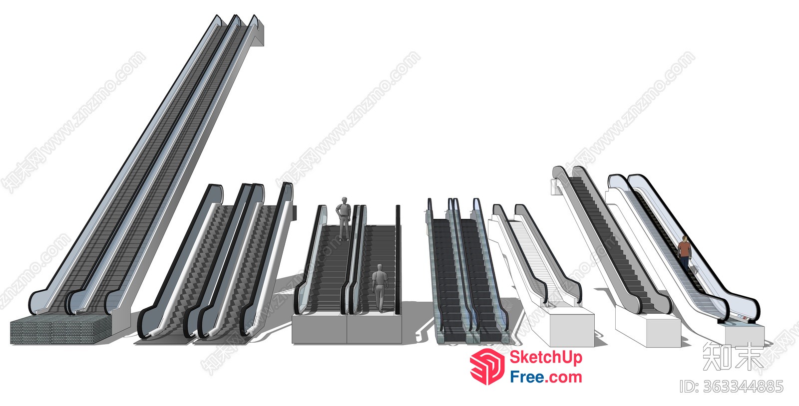 Escalators Of Various Designs And Sizes 3D SketchUp File