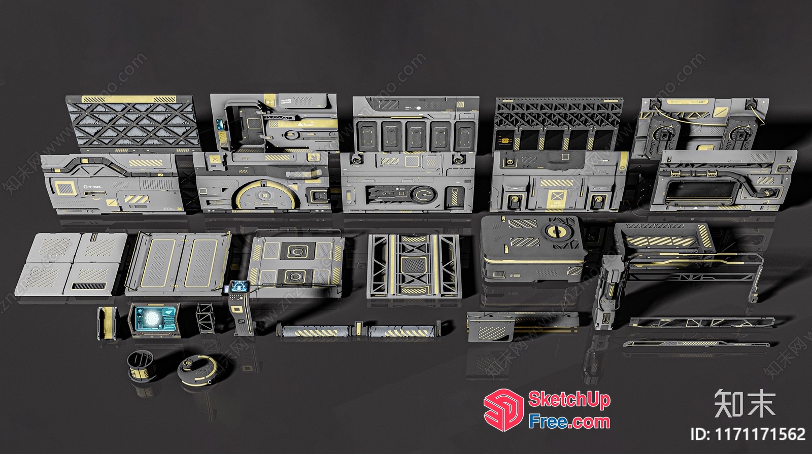 Futuristic Industrial Decor Collection 3D SketchUp File