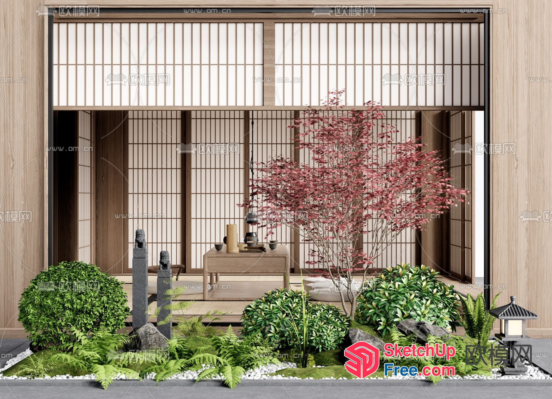 Japanese Style Garden Interior 3D SketchUp File