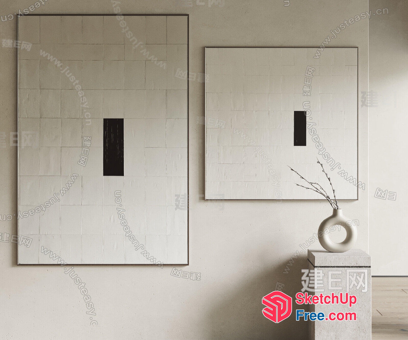 Minimalist White Wall Art Pieces 3D SketchUp File