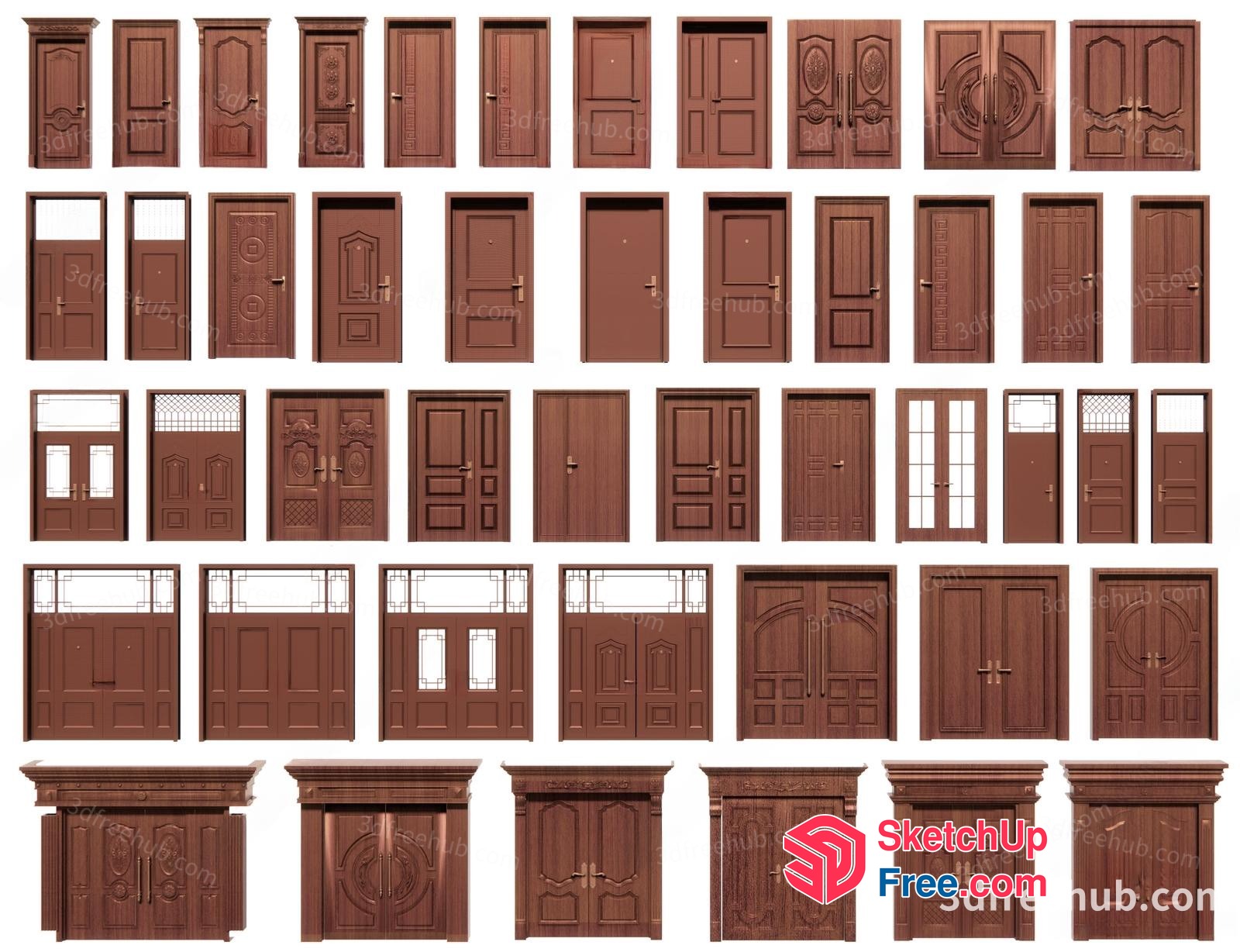 Wooden Doors And Windows Collection 3D SketchUp File