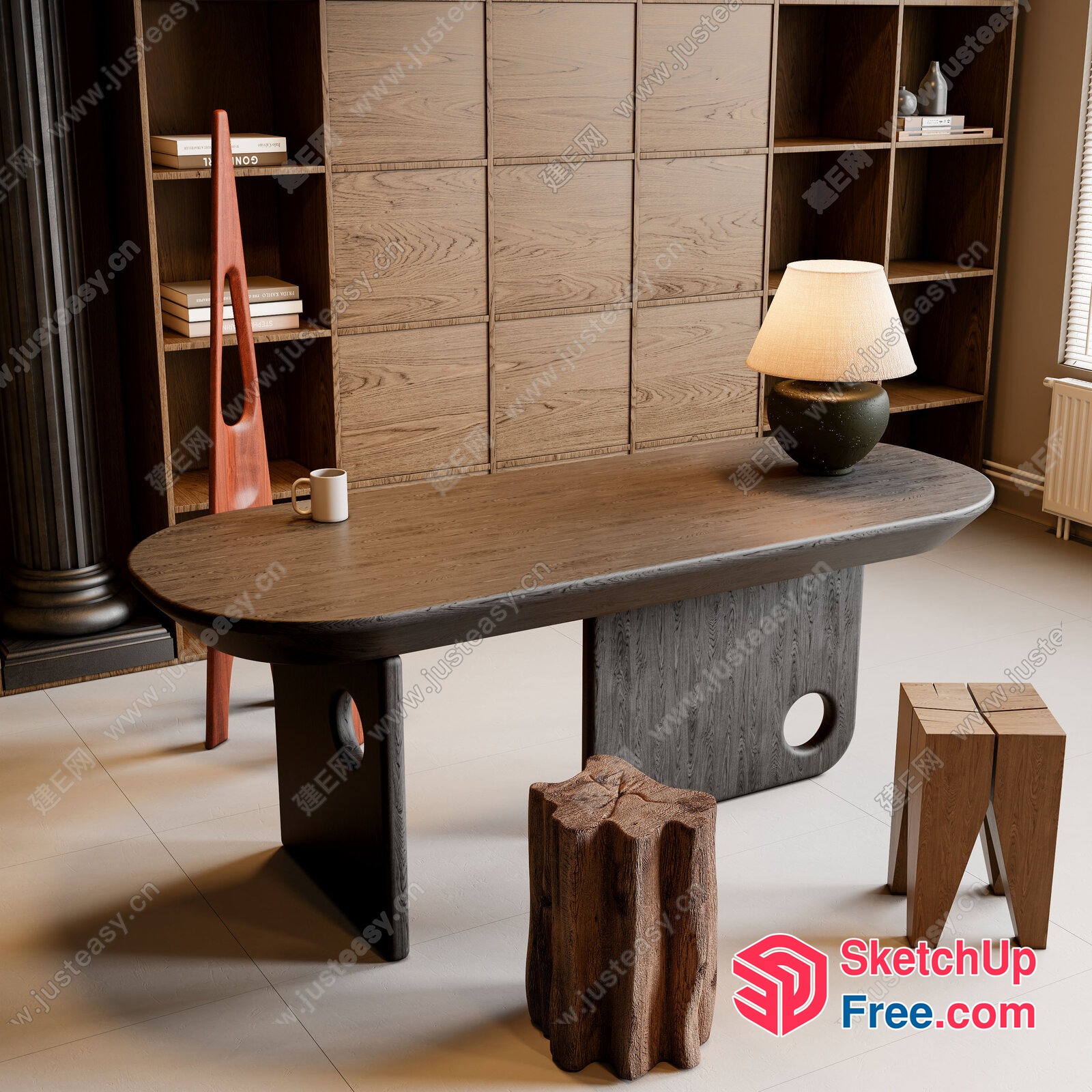 Elegant And Modern Home Office Decor 3D SketchUp File