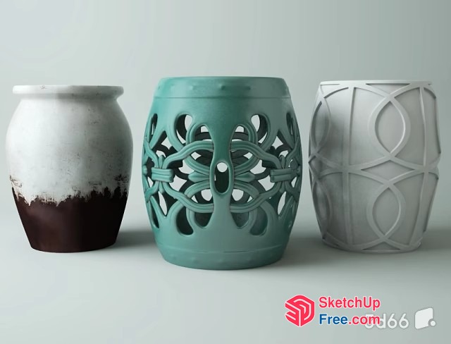 Decorative Vases In Various Styles 3D SketchUp File