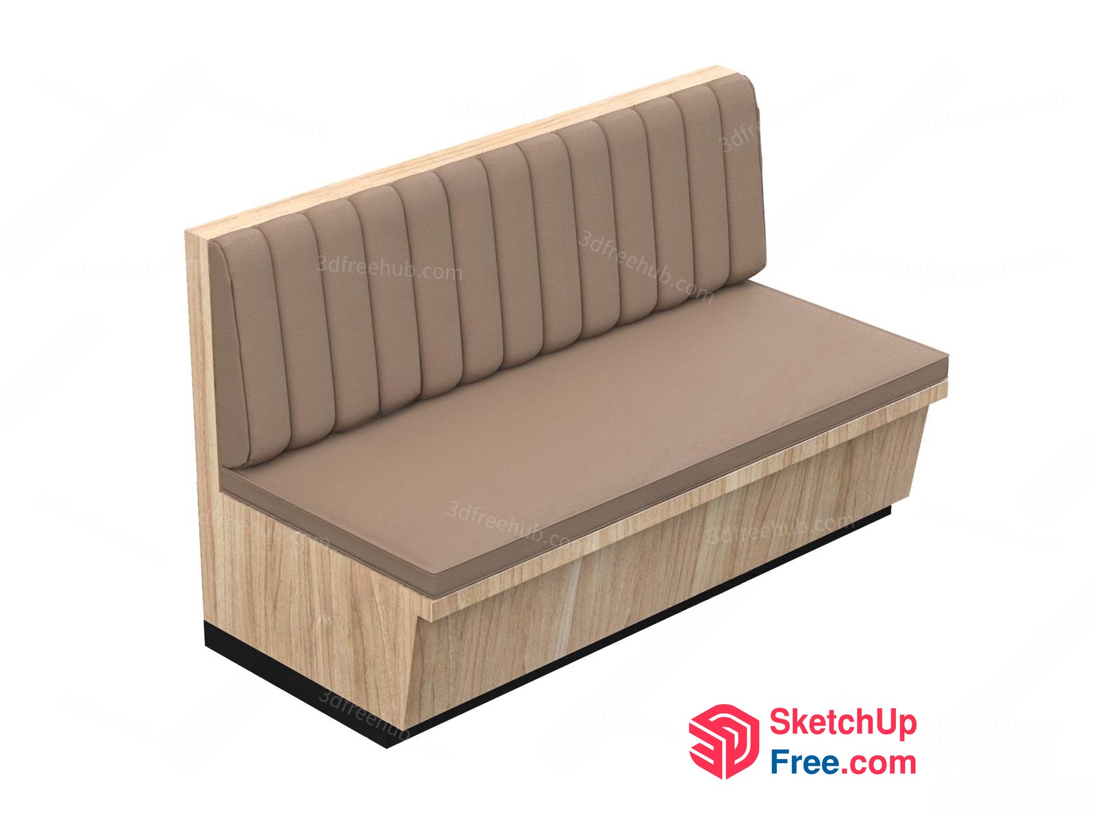 Wooden Sofa With Upholstered Backrest 3D SketchUp File