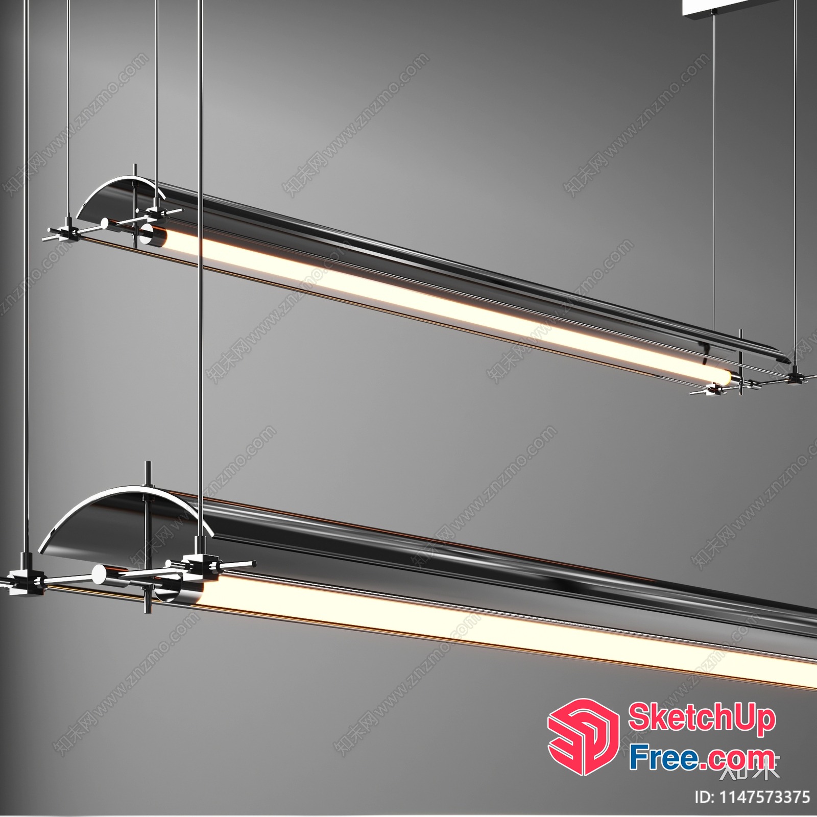 Modern Sleek Black And White Led Light Fixtures 3D SketchUp File