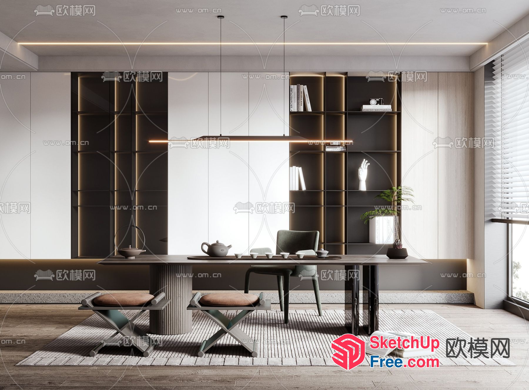 Modern Minimalist Office Space With Natural Light 3D SketchUp File