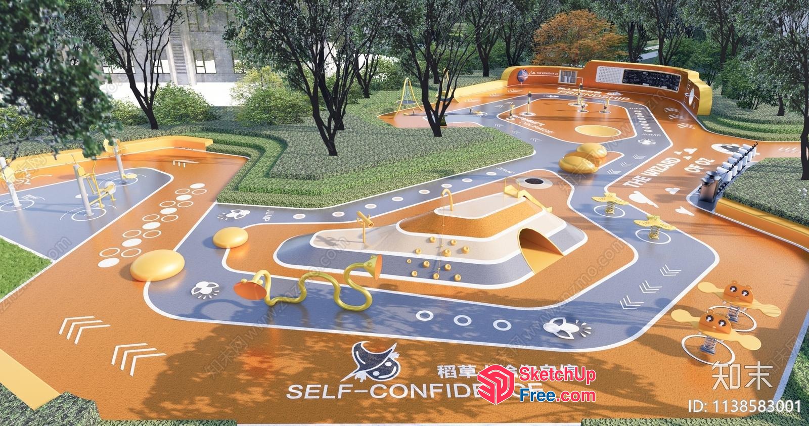 Colorful Playground With Unique Designs 3D SketchUp File