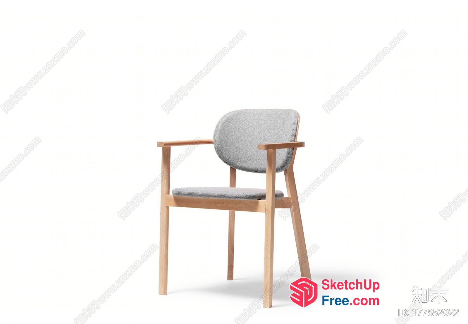 Minimalist Nordic Style Armchair With Grey Cushions 3D SketchUp File