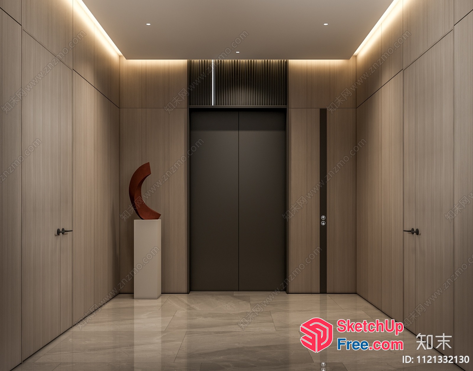 Modern Elevator In A Neutral-Toned Room 3D SketchUp File