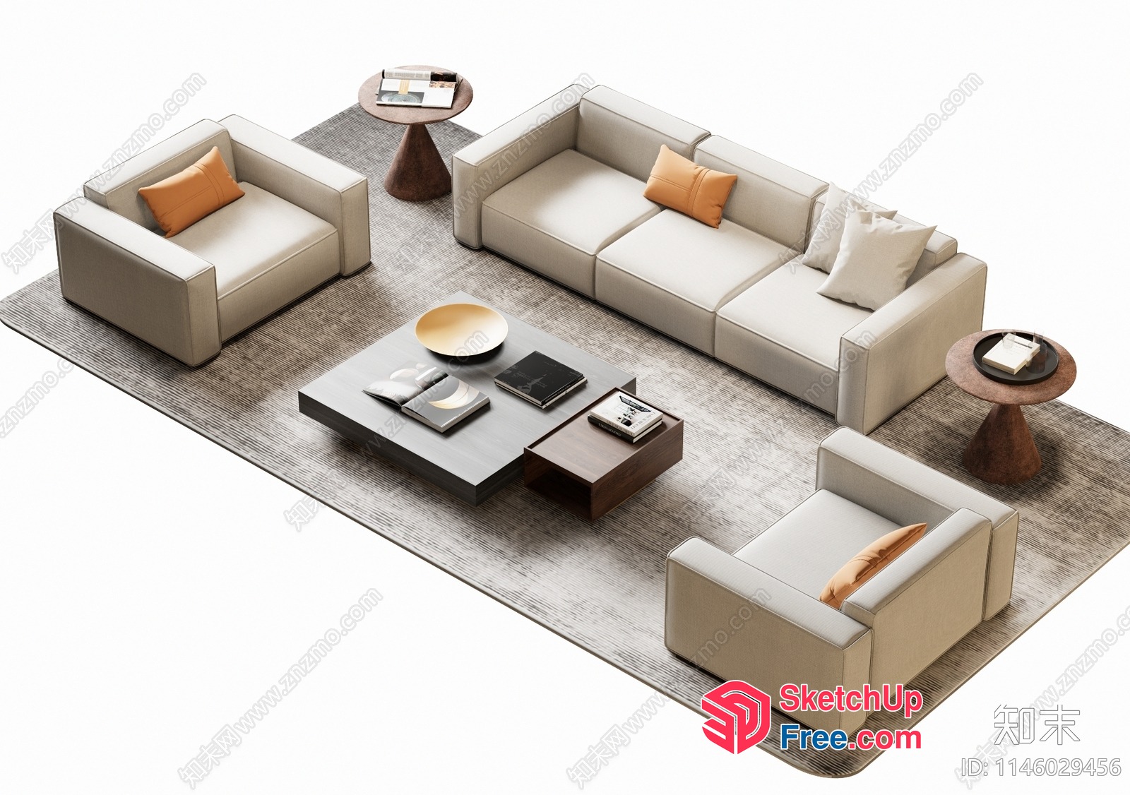 Modern Minimalist Living Room Furniture Set 3D SketchUp File