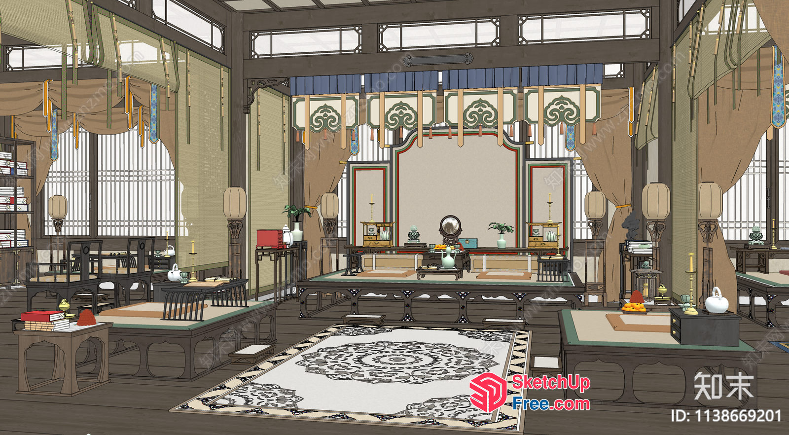 Asian-Inspired Interior Design With Traditional Elements 3D SketchUp File