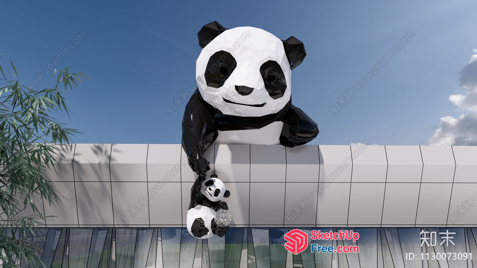 Giant Panda And Cub Sculpture 3D SketchUp File