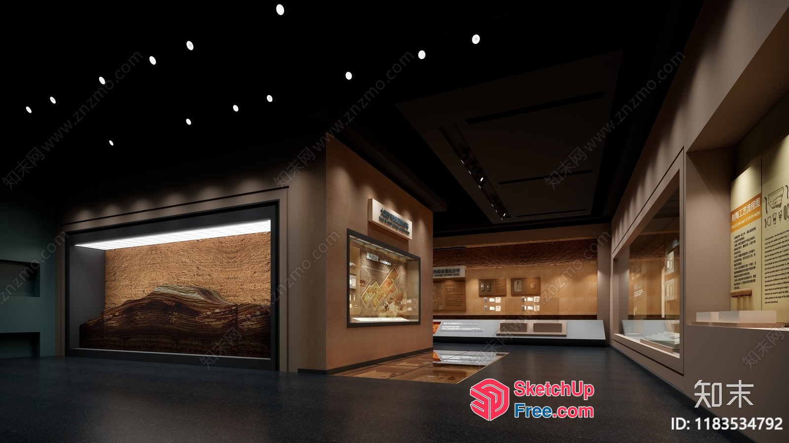 Museum Interior With Display Cases And Showcase 3D SketchUp File