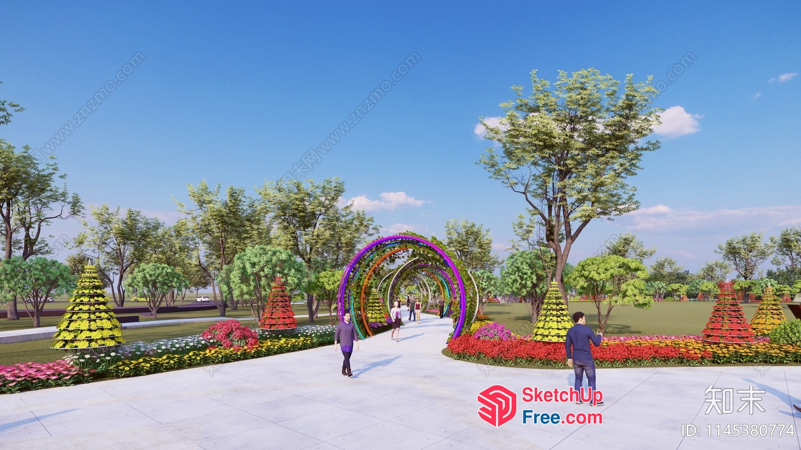 Colorful Archway Entrance To A Vibrant Park 3D SketchUp File