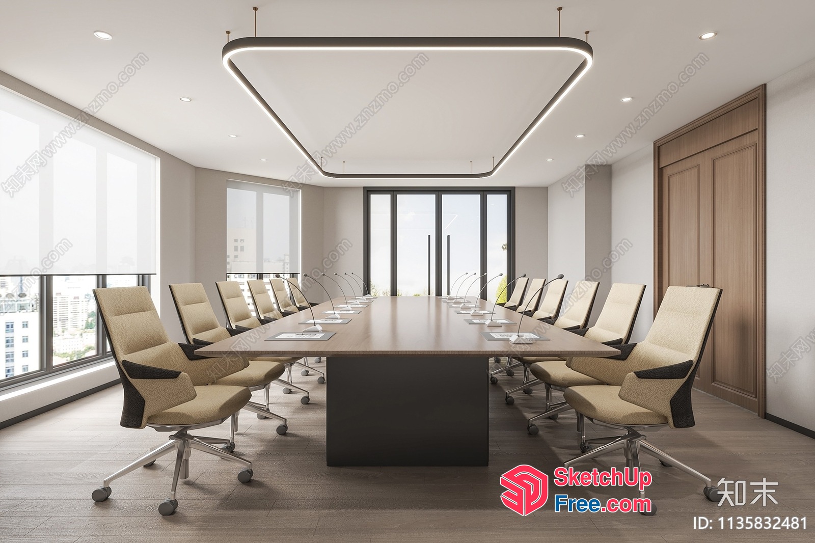 Modern Conference Room With Sleek Table And Chairs 3D SketchUp File