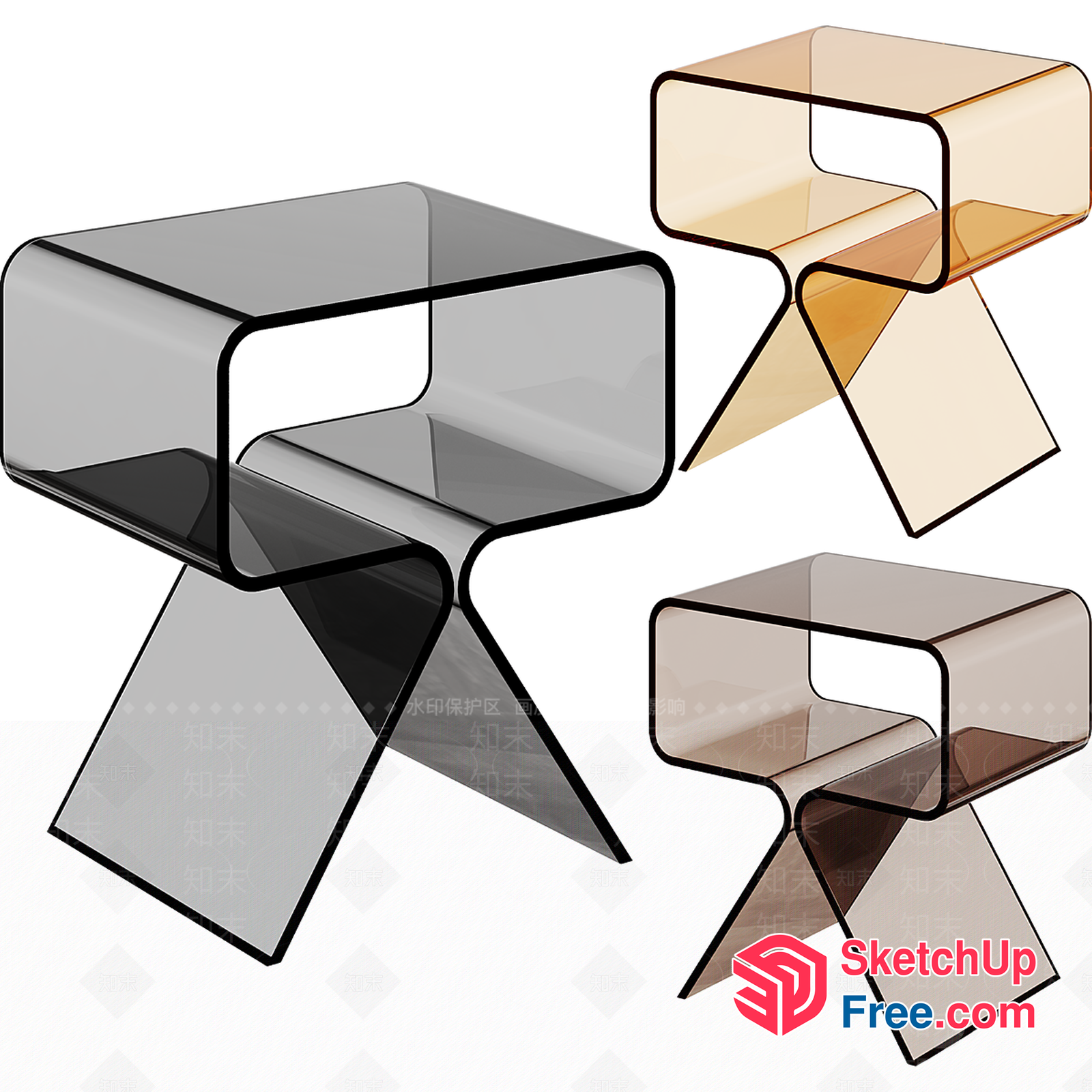 Modern Glass Table Set With Sleek Design 3D SketchUp File