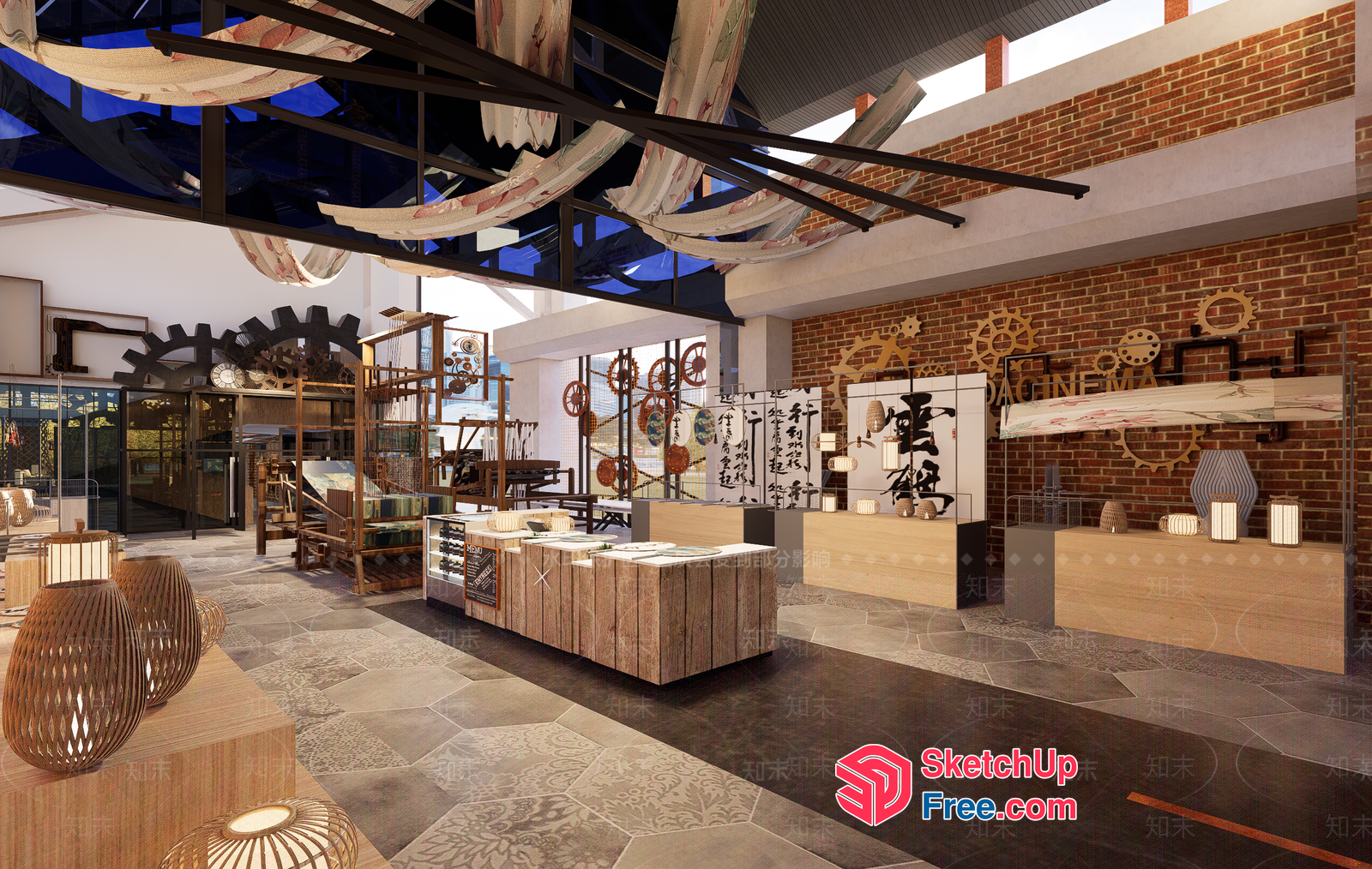 Industrial Style Interior Design Showroom 3D SketchUp File