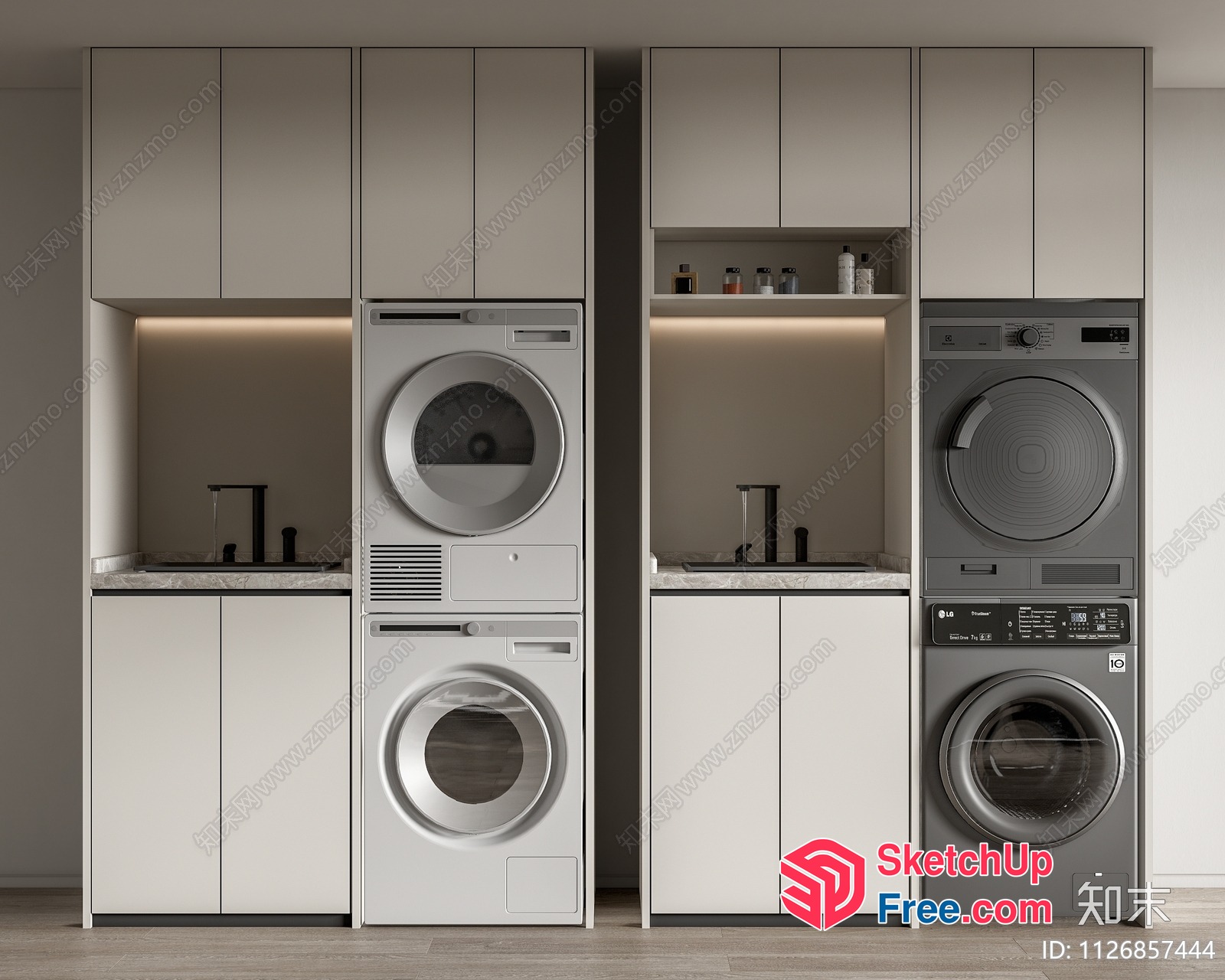Modern Laundry Room With Sleek Appliances 3D SketchUp File
