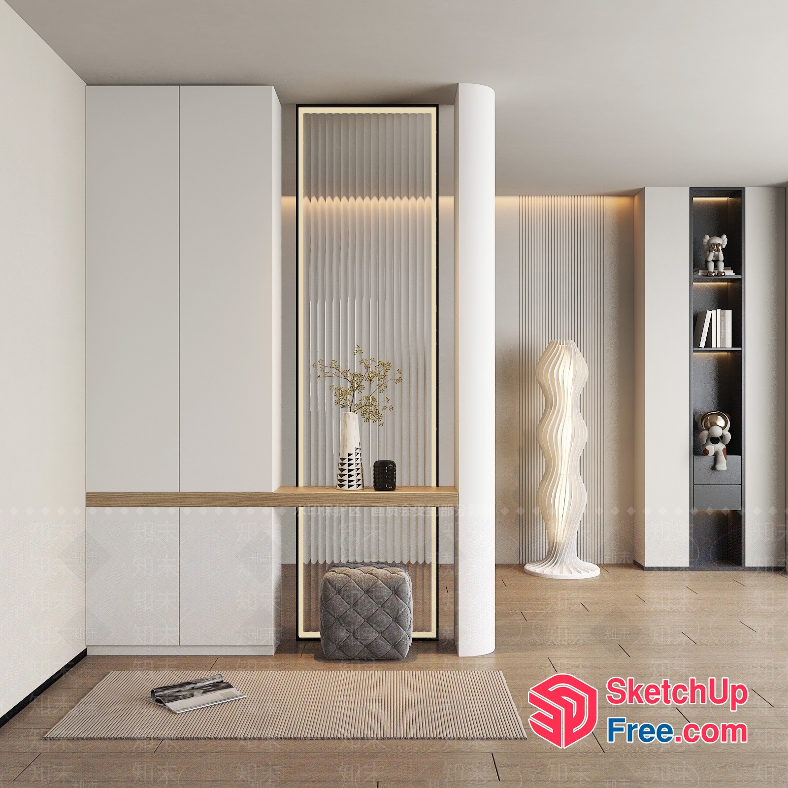 Elegant Modern Minimalist Living Room Interior 3D SketchUp File