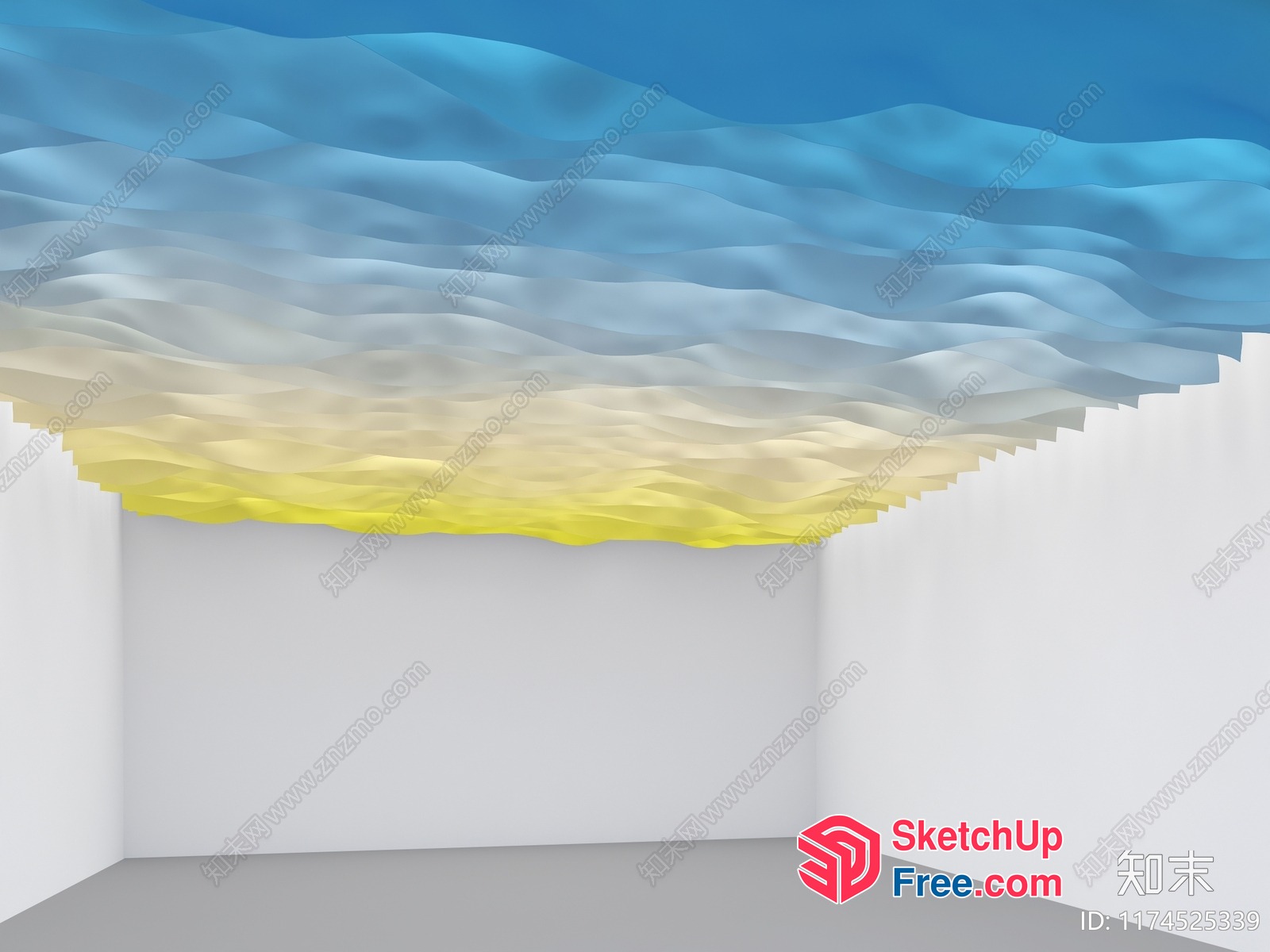 Abstract 3D Ocean Waves Ceiling 3D SketchUp File