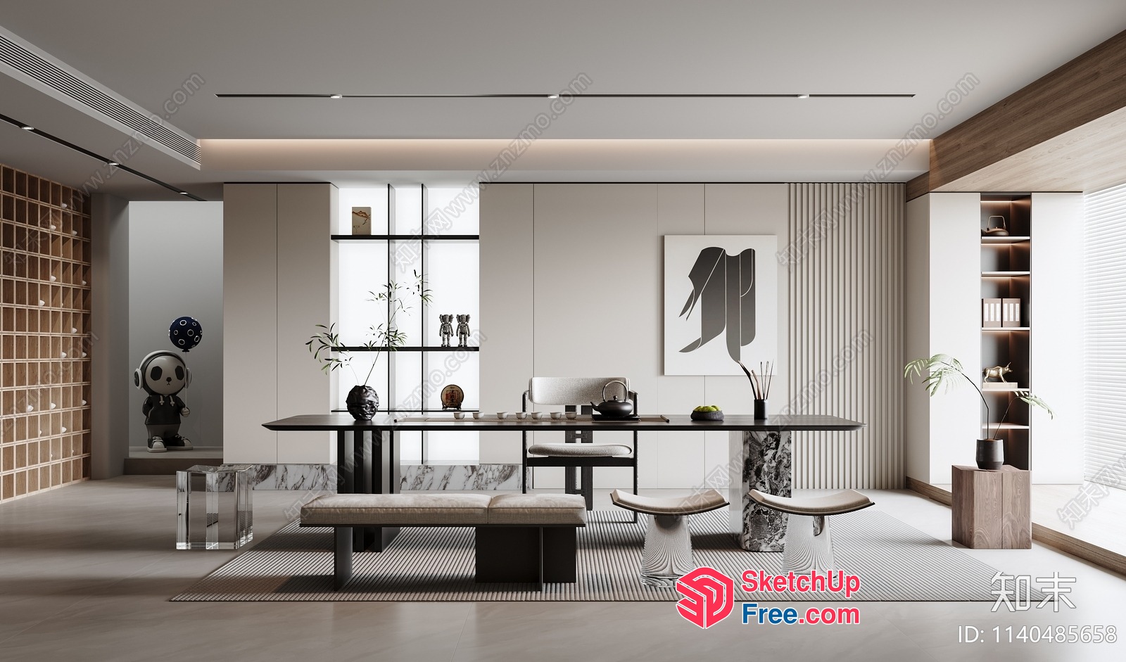 Elegant Modern Minimalist Office Interior Design 3D SketchUp File