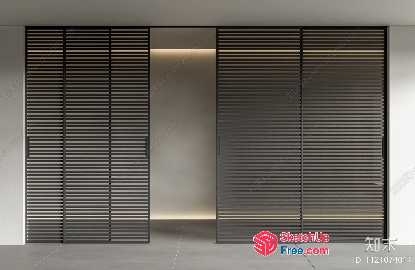 Modern Minimalist Partition Screen With Horizontal Slats 3D SketchUp File