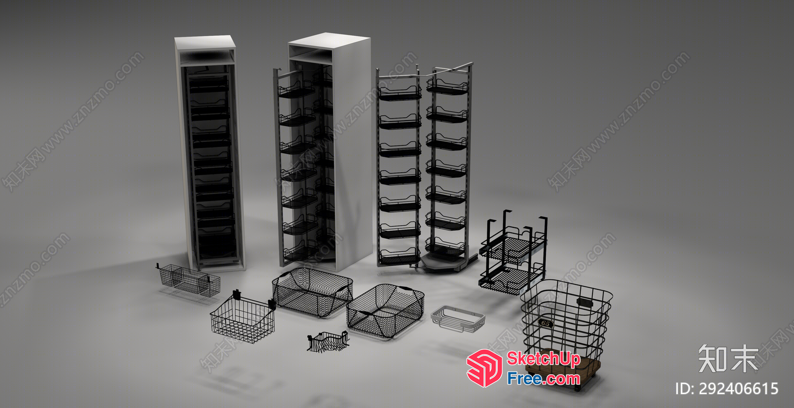 3D Rendering Of Various Storage Units And Furniture 3D SketchUp File