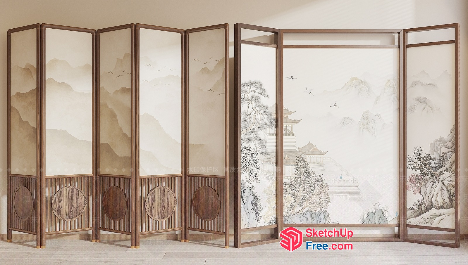 Elegant Traditional Chinese Screen 3D SketchUp File