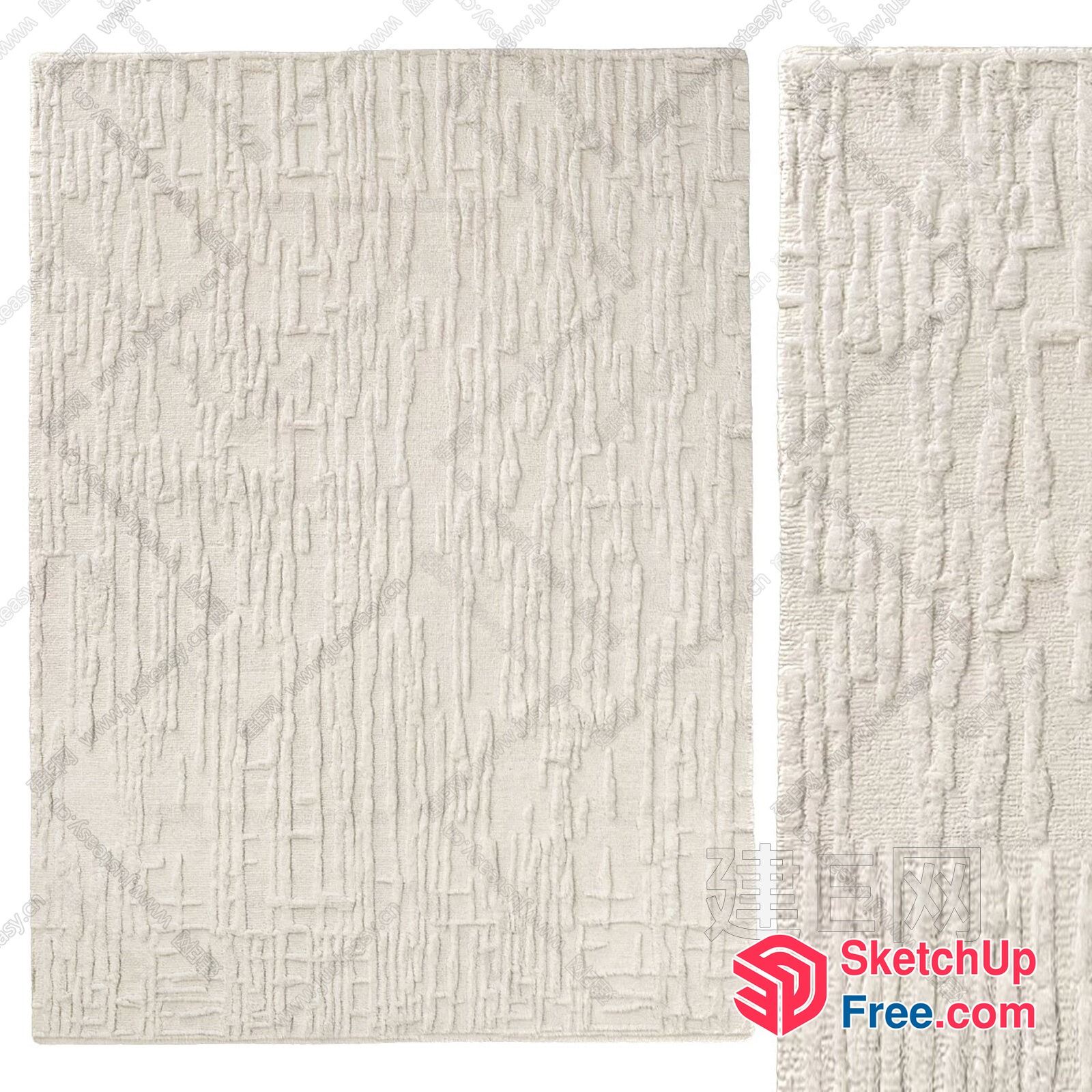 Textured Creamy Style Rug 3D SketchUp File